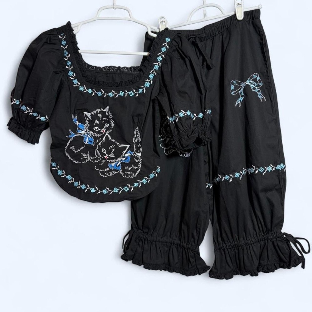 Lazy Oaf x Rhi Dancey Kitten Top & Bloomers Set size Xsmall NWT New